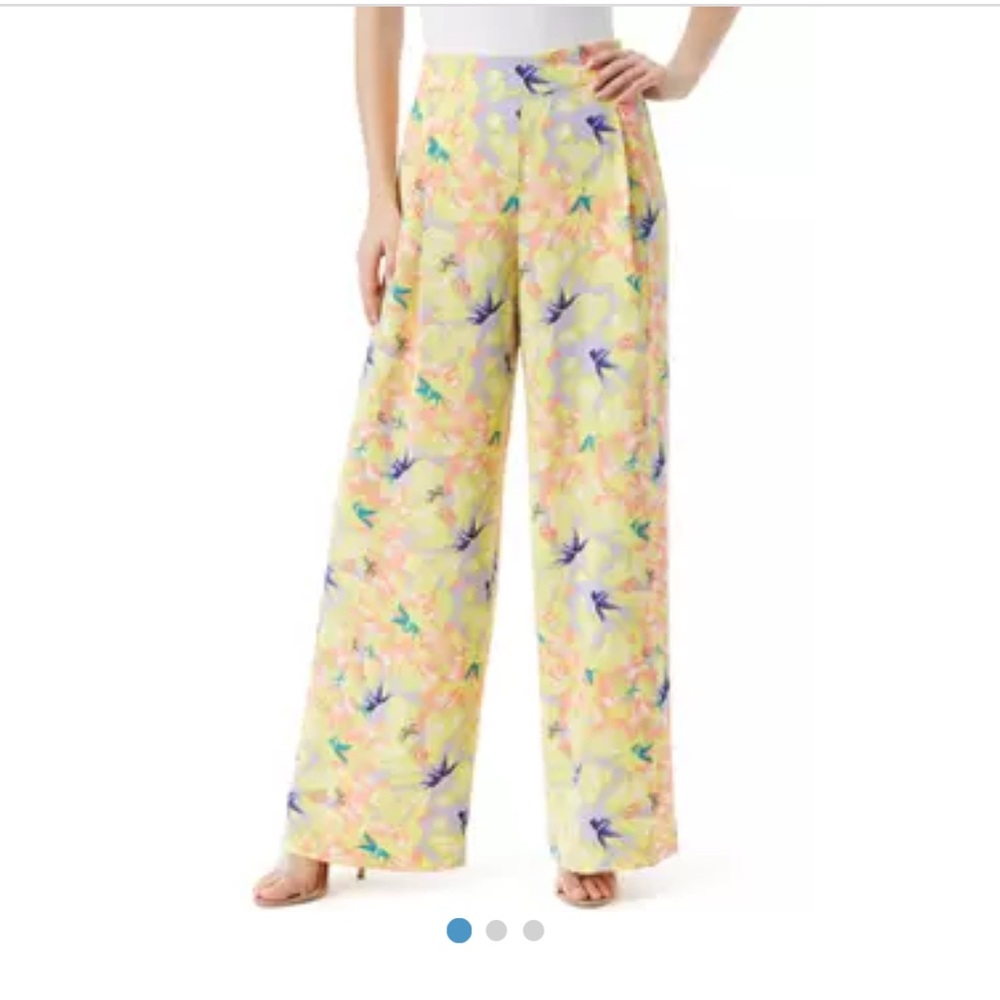 Jessica Simpson Winnie Print Yellow and Purple Wide Leg Soft Pants - Picture 1 of 7